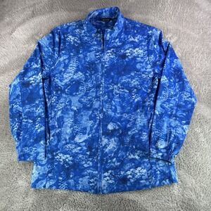 Scales Gear Mens L Full Zip Jacket Blue Camo Fishing UPF Stretch Lightweight